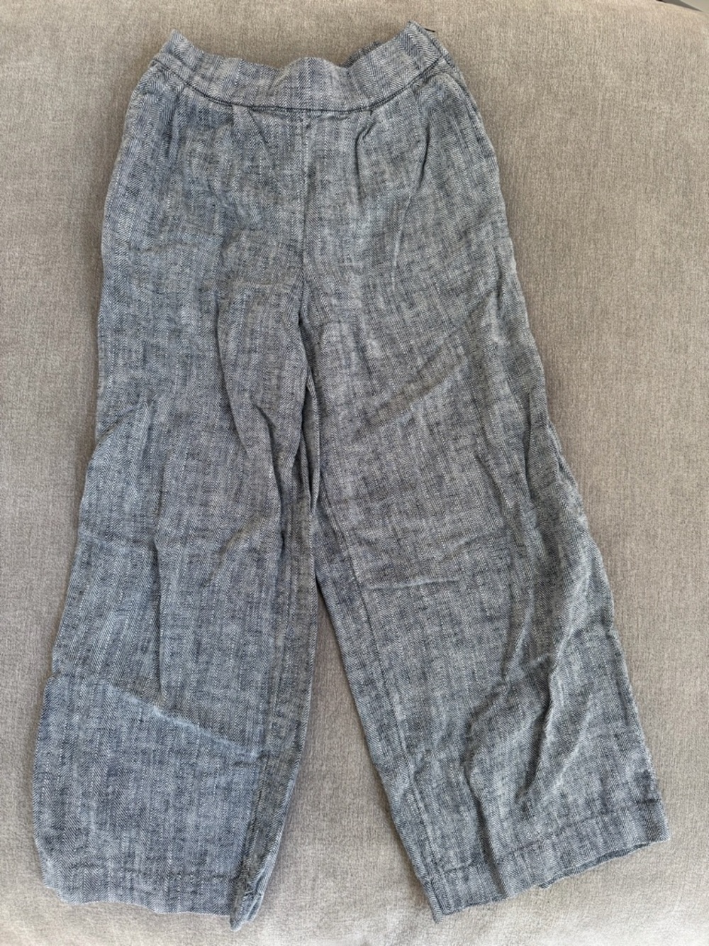 Rachel Comey Gray Wide-Leg Cropped Linen Pants